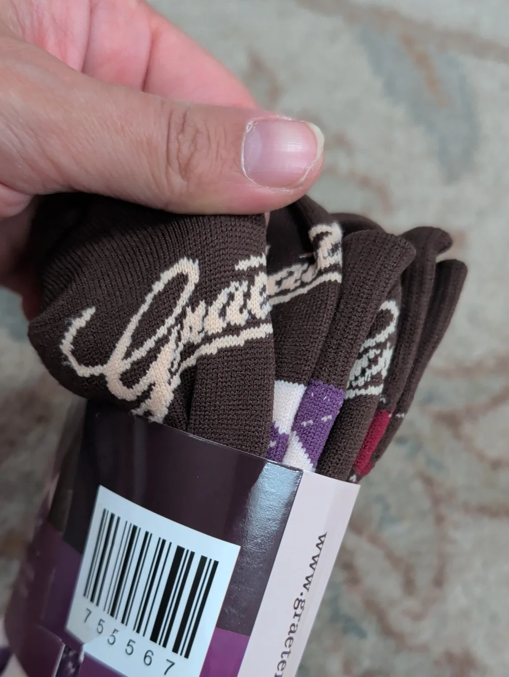 Graeter's Ice Cream Classic Argyle Socks - Brown & Burgundy